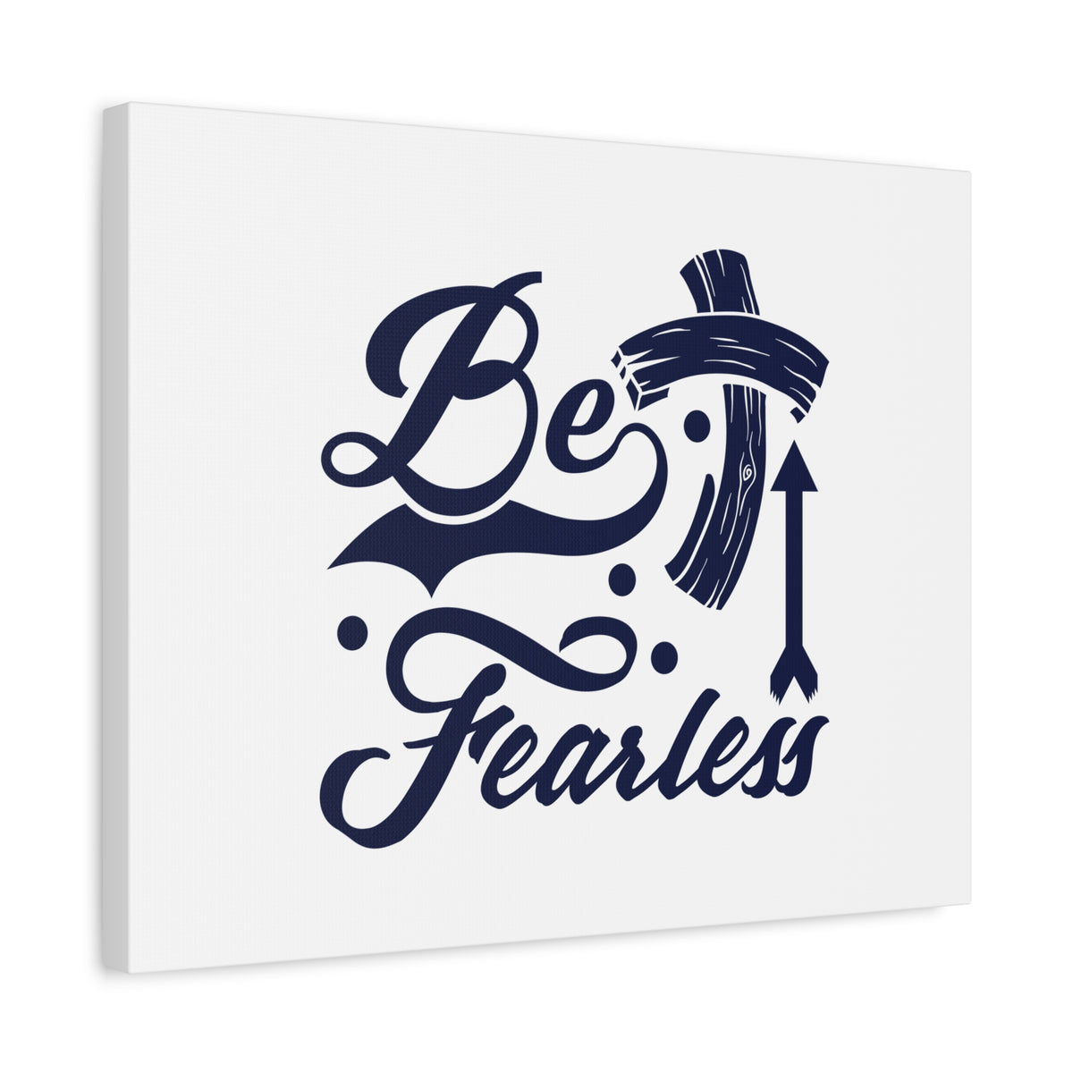 Scripture Canvas Be Fearless 2 Timothy 1:7 Blue Cross Christian Wall Art Bible Verse Print Ready to Hang