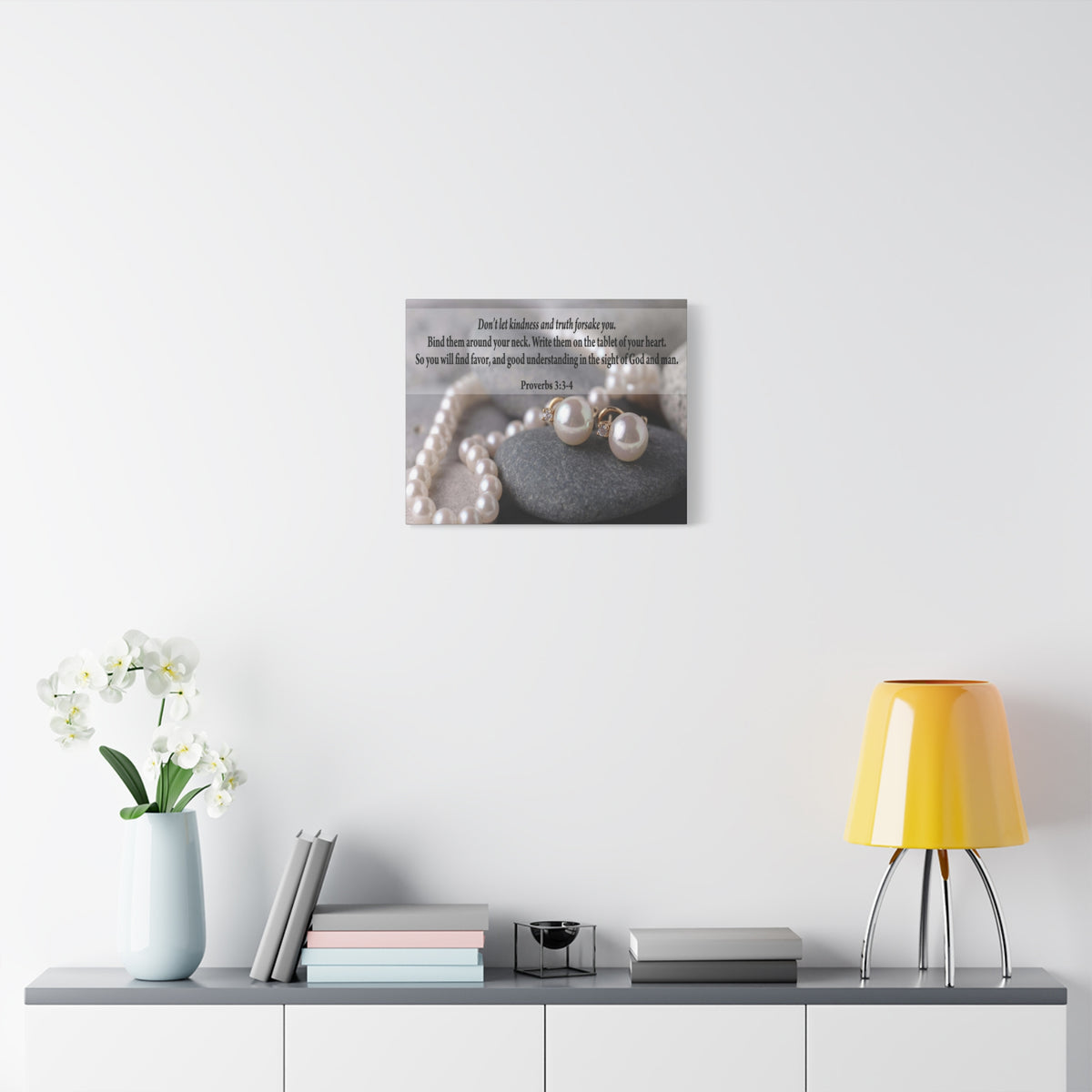 Scripture Canvas Kindness and Truth Proverbs 3:3-4 Christian Wall Art Bible Verse Print Ready to Hang