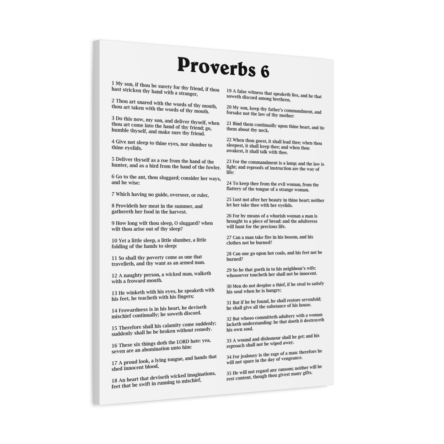 Scripture Walls Proverbs Chapter 6 White Bible Canvas Christian Wall Art Ready to Hang Unframed