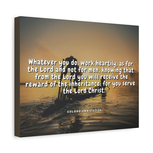 Scripture Canvas Working For God Colossians 3:23-24 Christian Wall Art Bible Verse Print Ready to Hang
