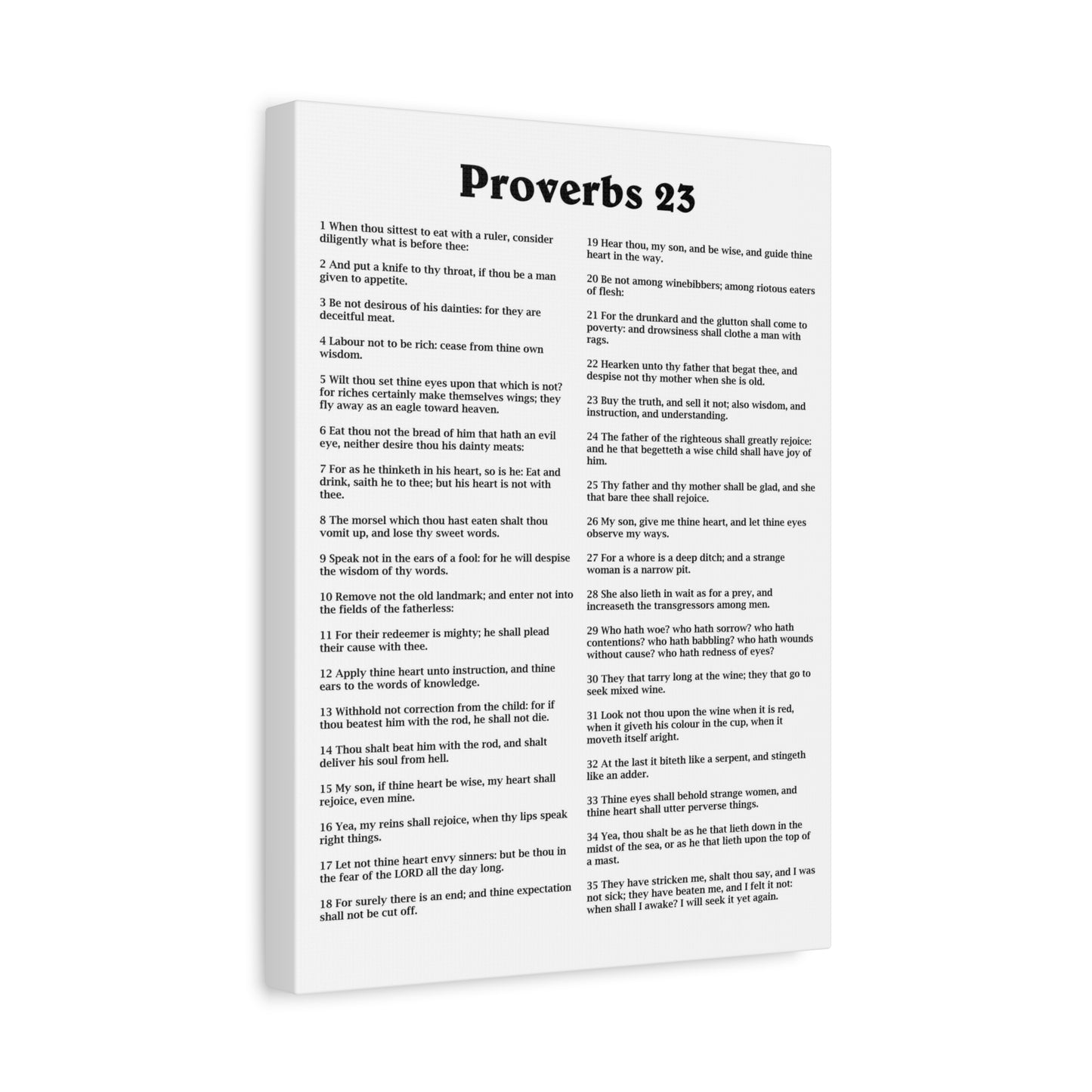 Scripture Walls Proverbs Chapter 23 White Bible Canvas Christian Wall Art Ready to Hang Unframed