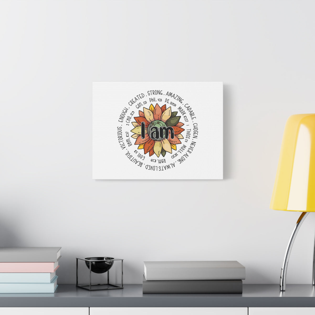 Scripture Canvas I Am Created Revelation 4:11 Flower Multicolored Christian Wall Art Bible Verse Print Ready to Hang
