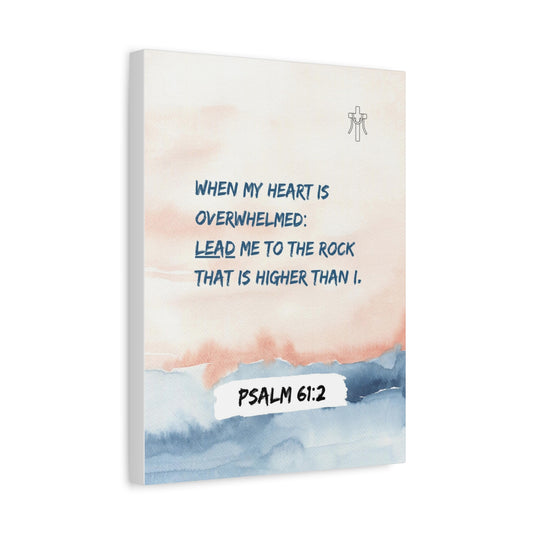 Scripture Walls Psalm 61:2 Lead Me to the Rock Bible Verse Canvas Christian Wall Art Ready to Hang Unframed