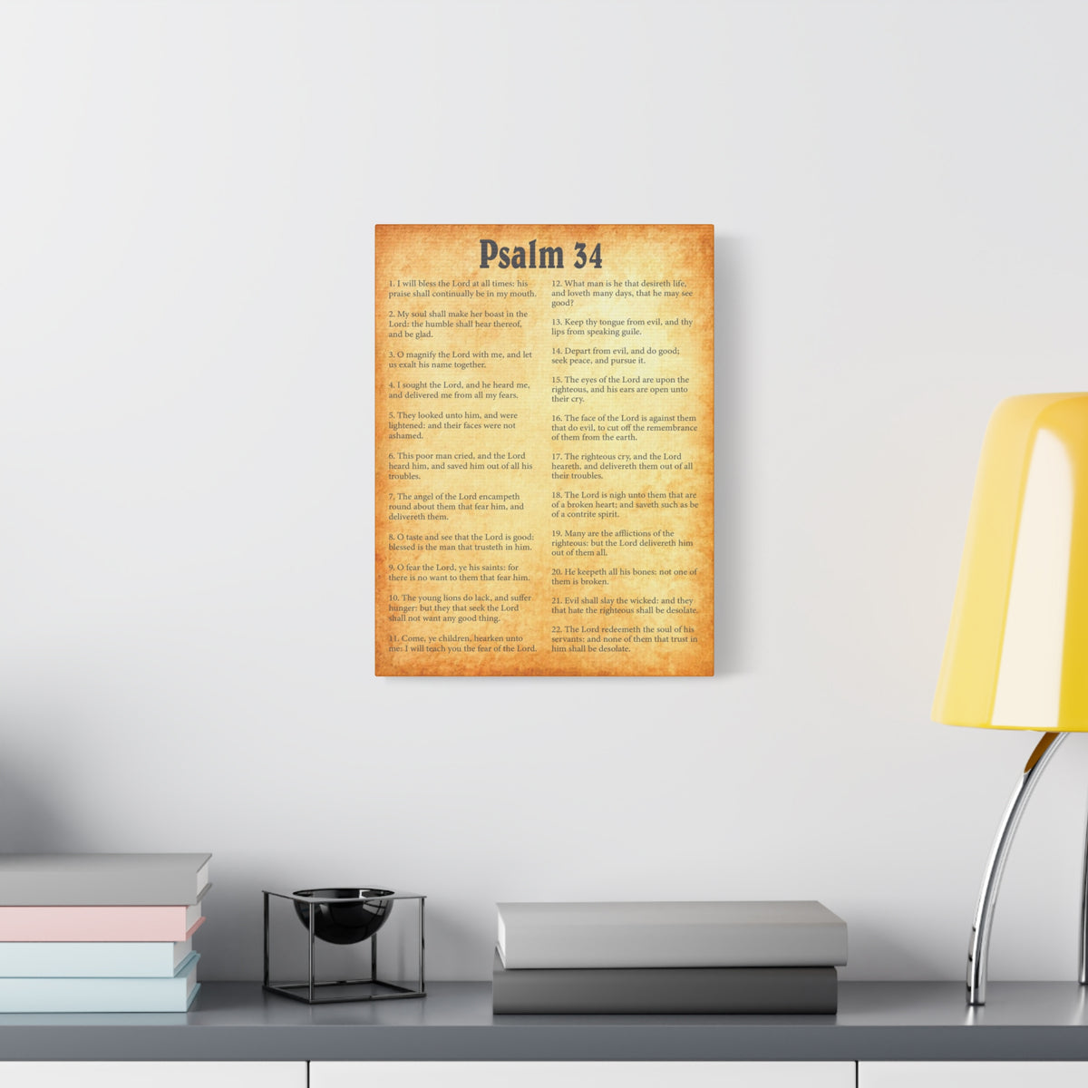 Scripture Walls Psalm 34 Gold Bible Chapter Canvas Christian Wall Art Ready to Hang