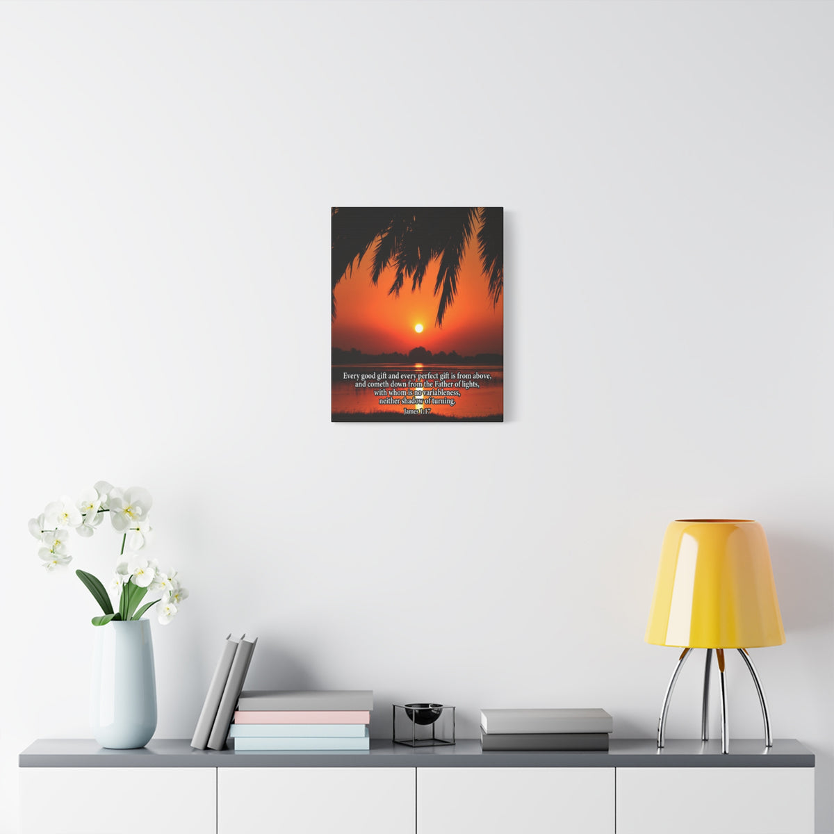 Scripture Canvas Every Perfect Gift is From Above James 1:17 Christian Wall Art Bible Verse Print Ready to Hang