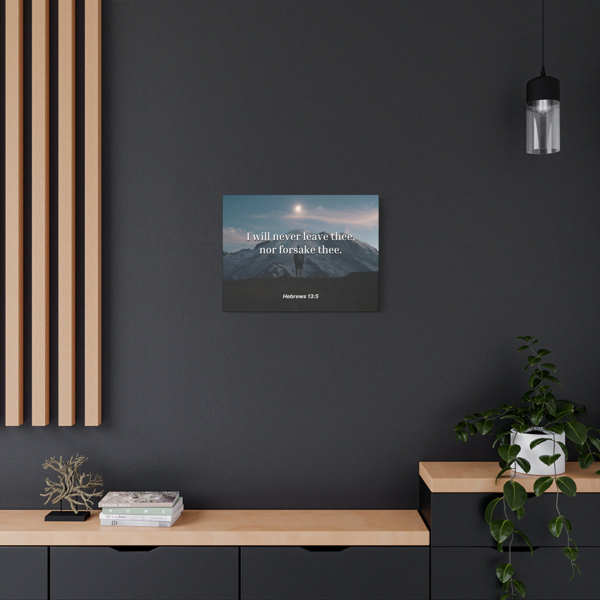 Scripture Canvas Be Content Hebrews 13:5 Christian Wall Art Bible Verse Print Ready to Hang