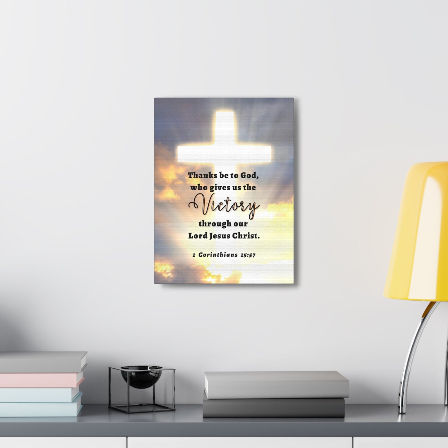 Victory In Christ 1 Corinthians 15:57 Bible Verse Canvas Christian Wall Art Ready to Hang
