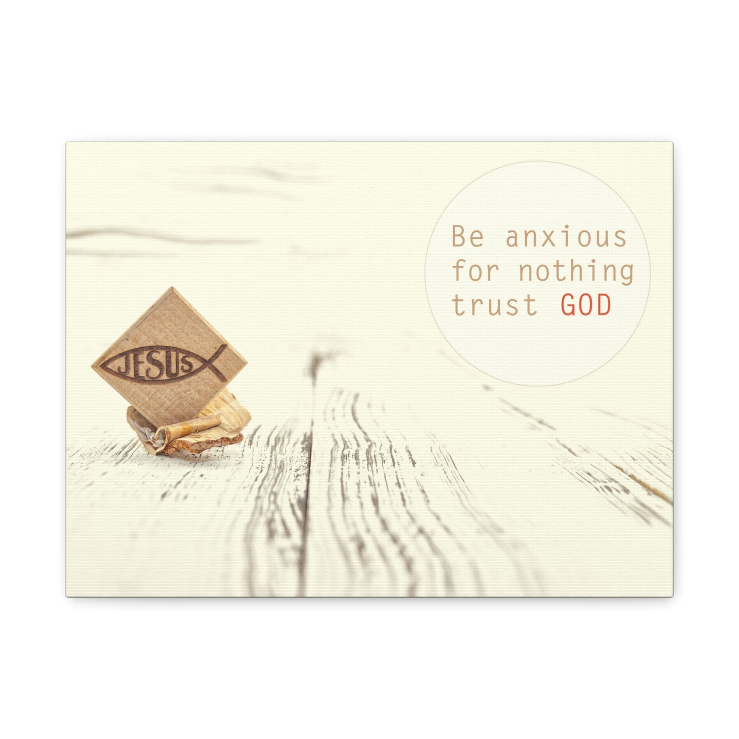 Trust God, Philippians 4:6 Jesus Fish Christian Wall Art Bible Verse Print Ready to Hang