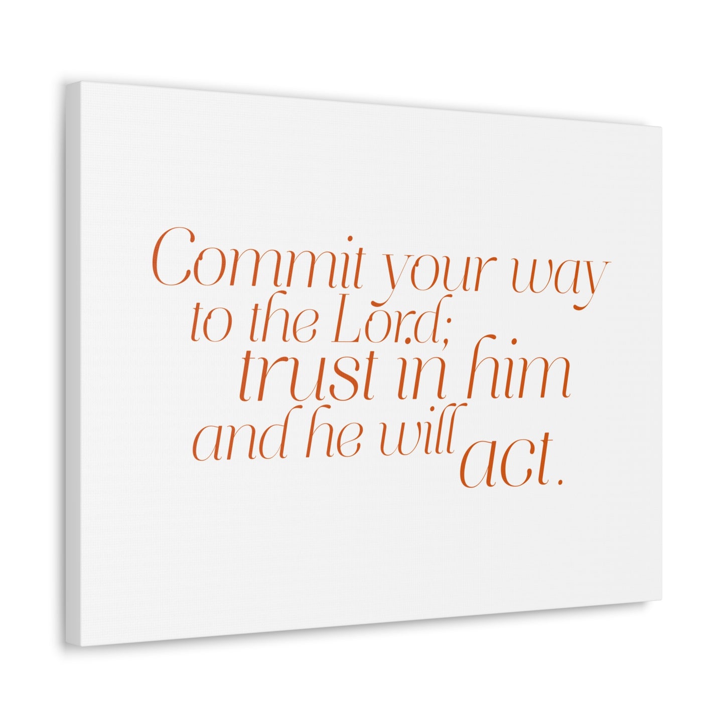 Your Way to The Lord Orange Psalm 37:5 Bible Verse Canvas Christian Wall Art Ready to Hang
