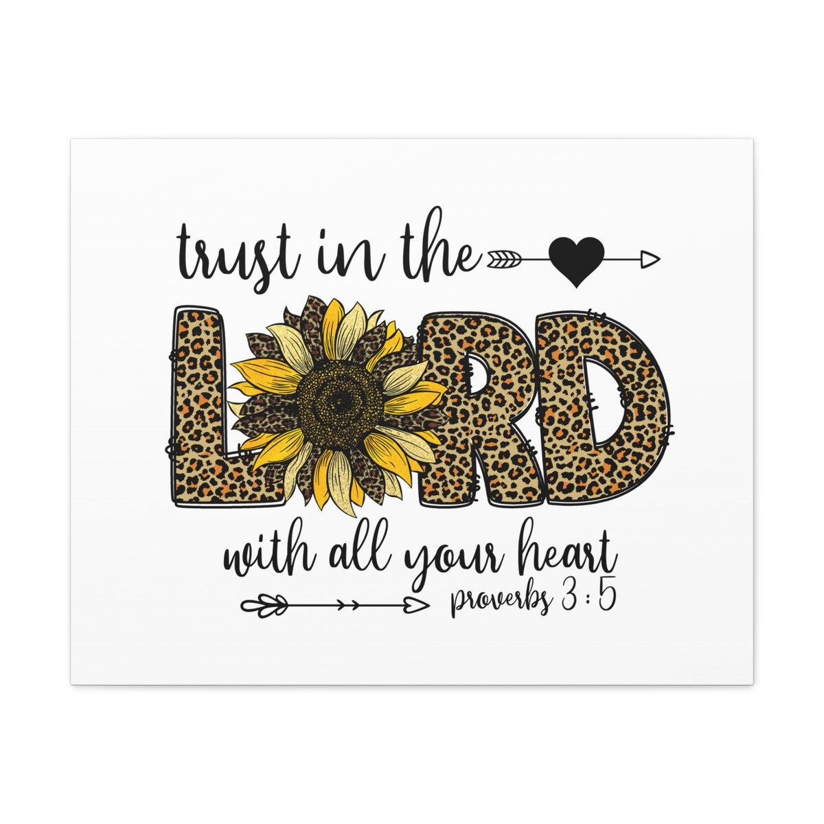 Scripture Canvas Trust In The Lord Leopard Proverbs 3:5 Christian Wall Art Bible Verse Print Ready to Hang
