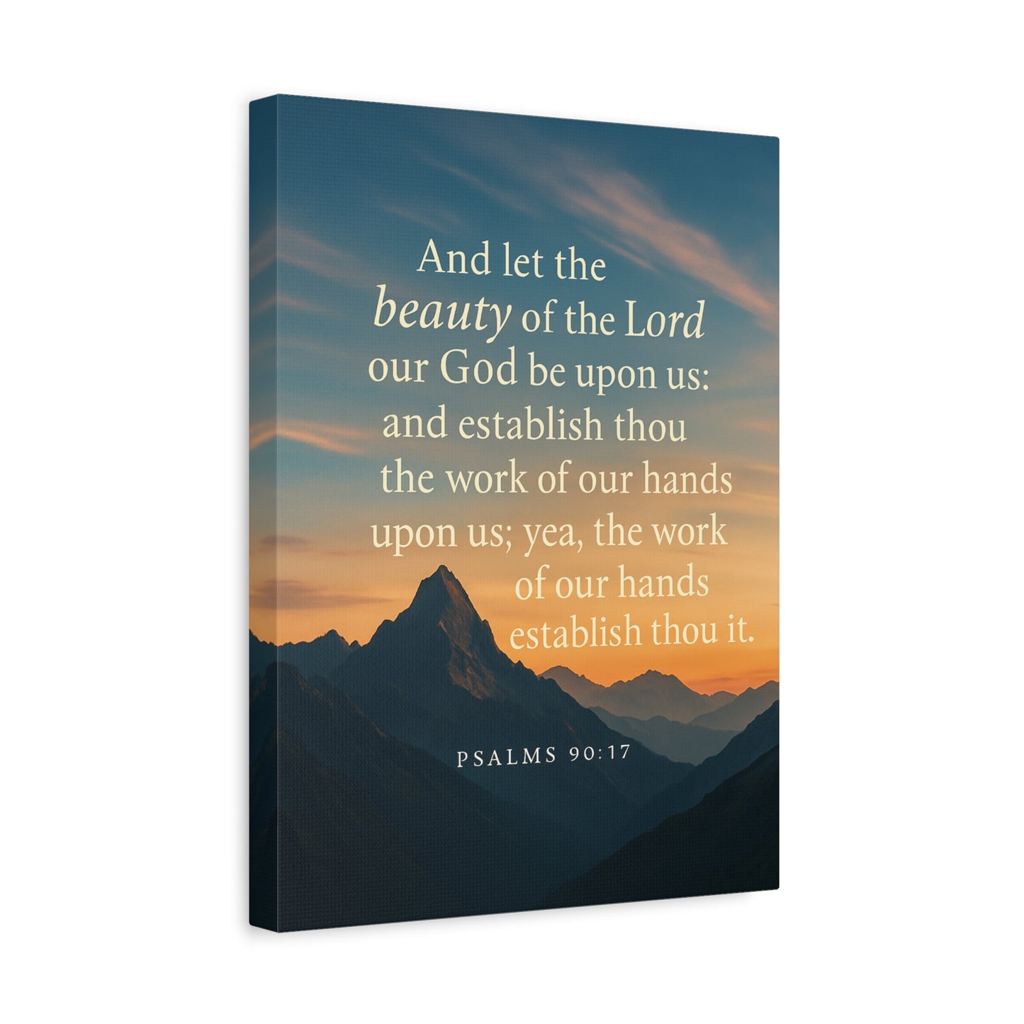 Bible Verse Canvas Psalms 90:17 Christian Home Décor Wall Art Scripture Ready to Hang Faith Print