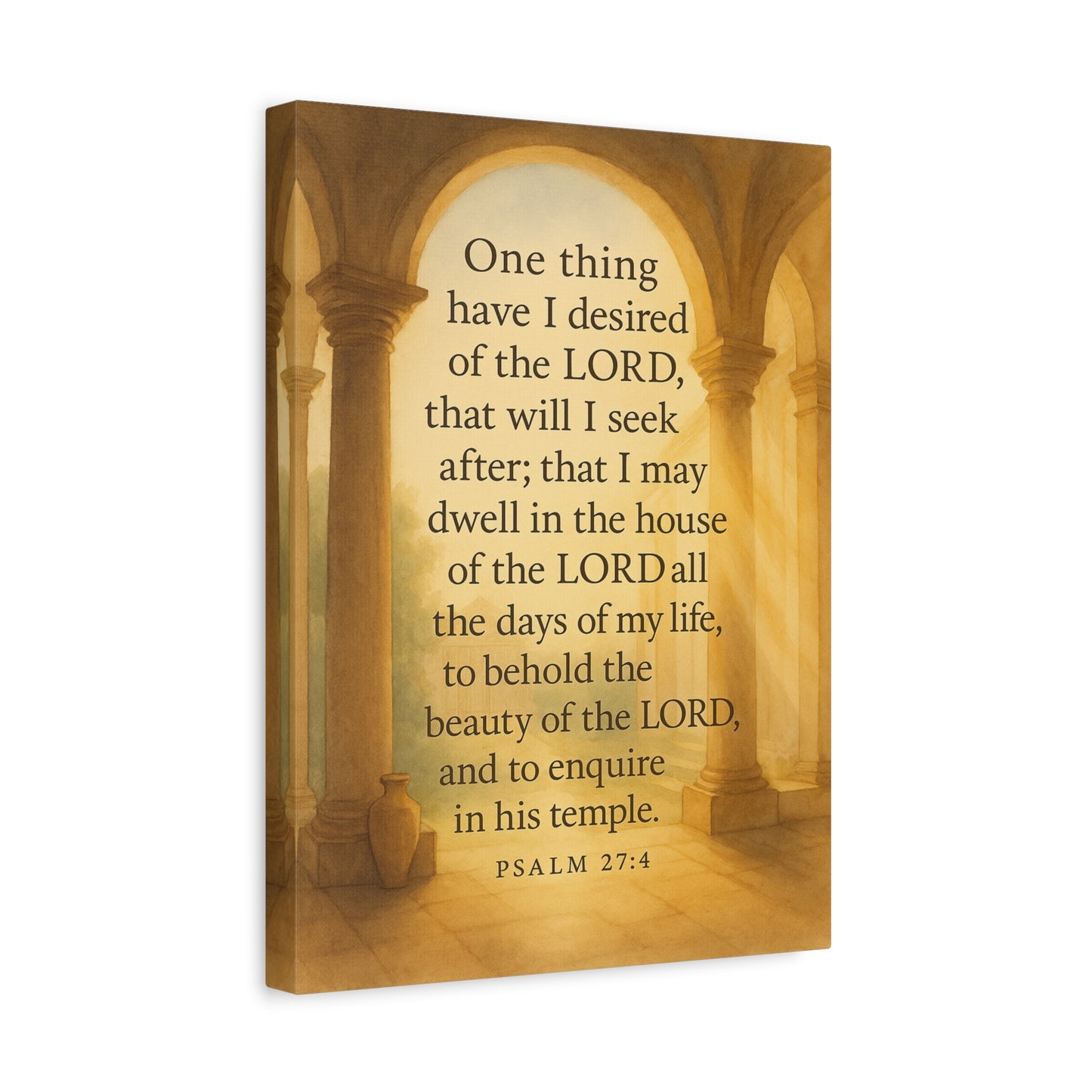 Bible Verse Canvas Psalm 27:4 Christian Home Décor Wall Art Scripture Ready to Hang Faith Print
