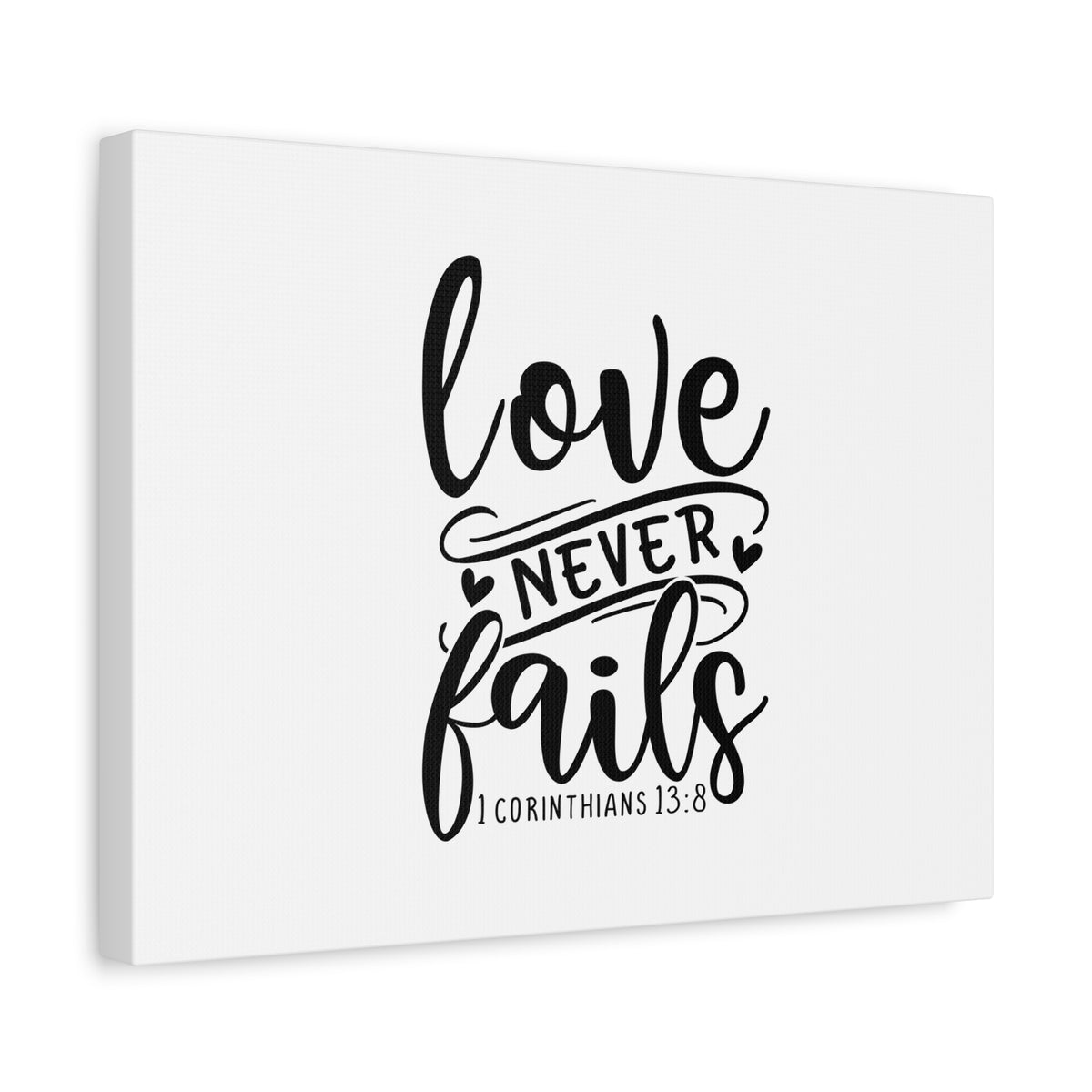 Scripture Canvas Love Never Fails 1 Corinthians 13:8 Christian Wall Art Bible Verse Print Ready to Hang