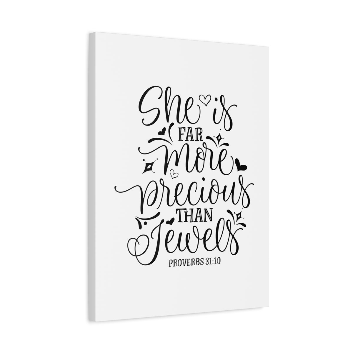 Scripture Canvas More Precious Than Jewels Proverbs 31:10 Christian Wall Art Bible Verse Print Ready to Hang