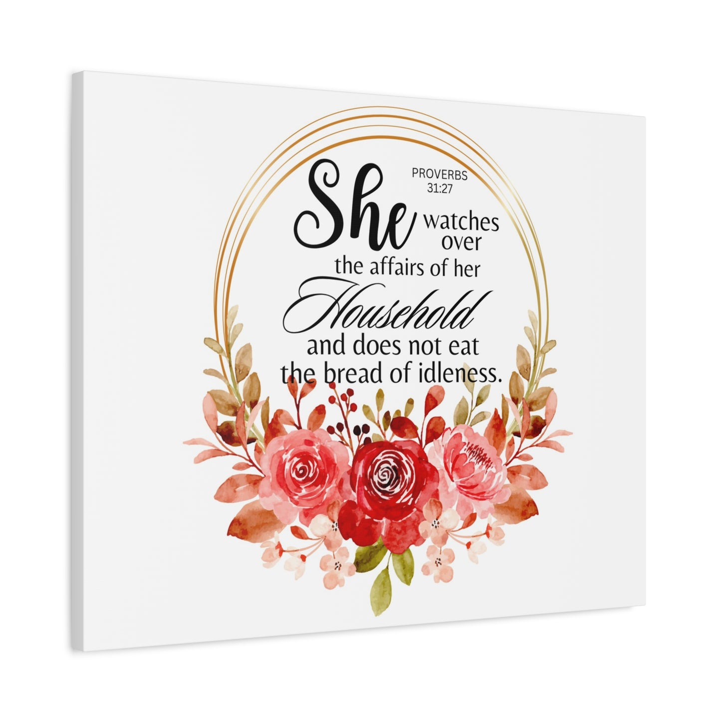 Scripture Walls Proverbs 31:27 She Watches Over Her Household Bible Verse Canvas Christian Wall Art Ready to Hang Unframed