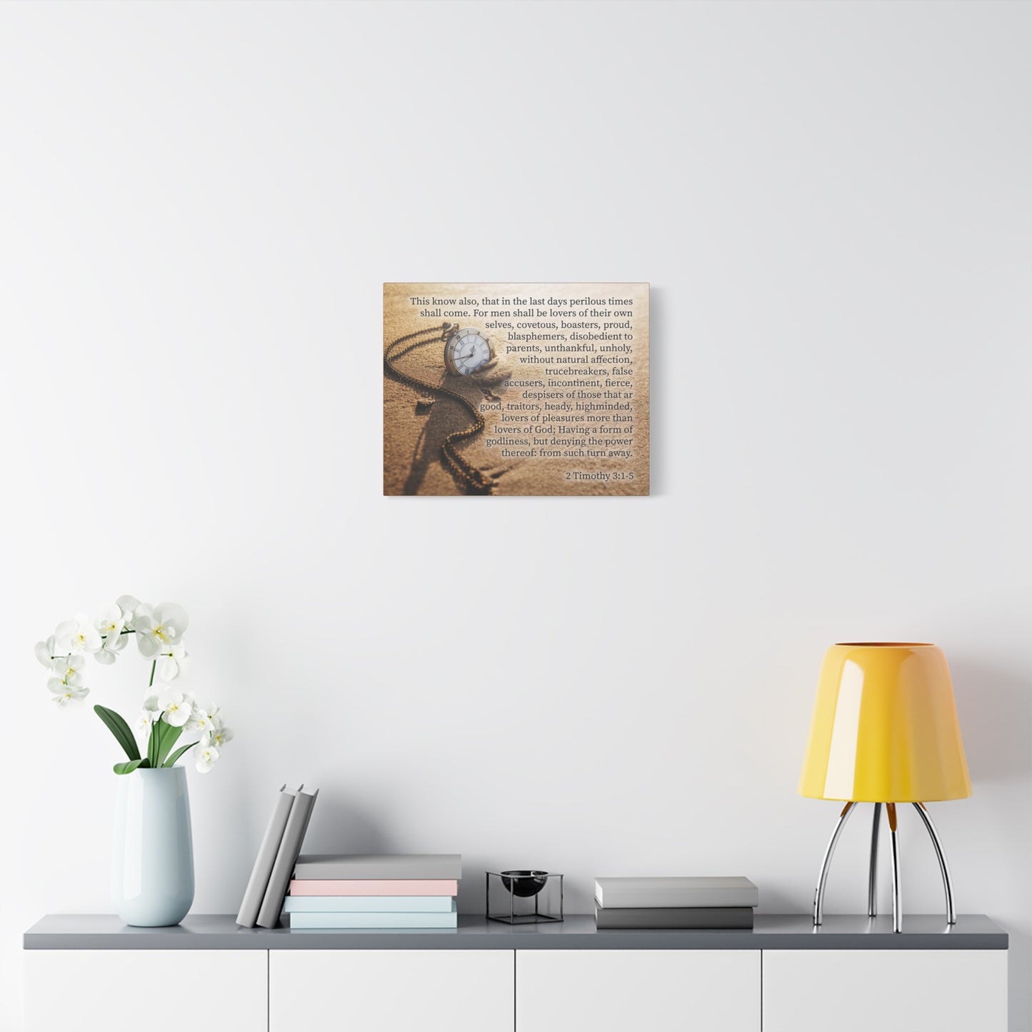 Scripture Canvas Perilous Times 2 Timothy 3:1-5 Christian Wall Art Bible Verse Print Ready to Hang