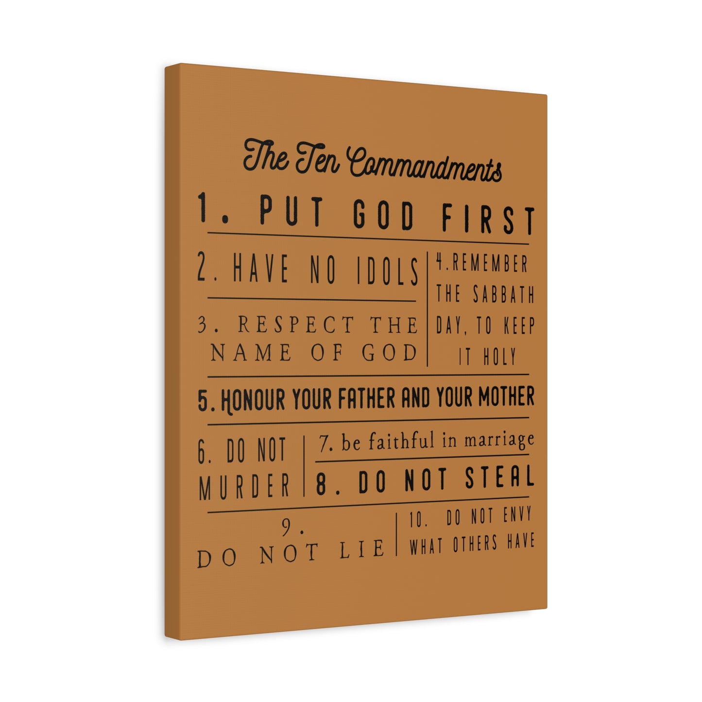 Scripture Canvas Ten Commandments Exodus 20:2–17 Christian Wall Art Print Ready to Hang