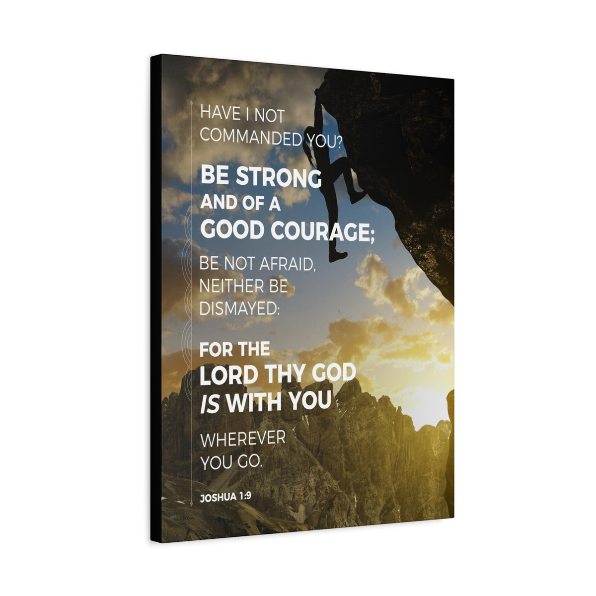 Scripture Canvas Be Strong Joshua 1:9 Mountain Christian Wall Art Bible Verse Print Ready to Hang