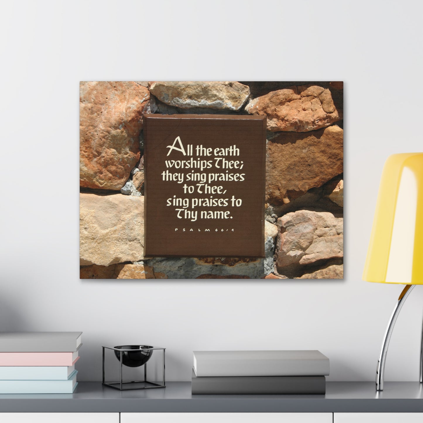 Worships Thee Psalm 66:4 Bible Verse Canvas Christian Wall Art Ready to Hang