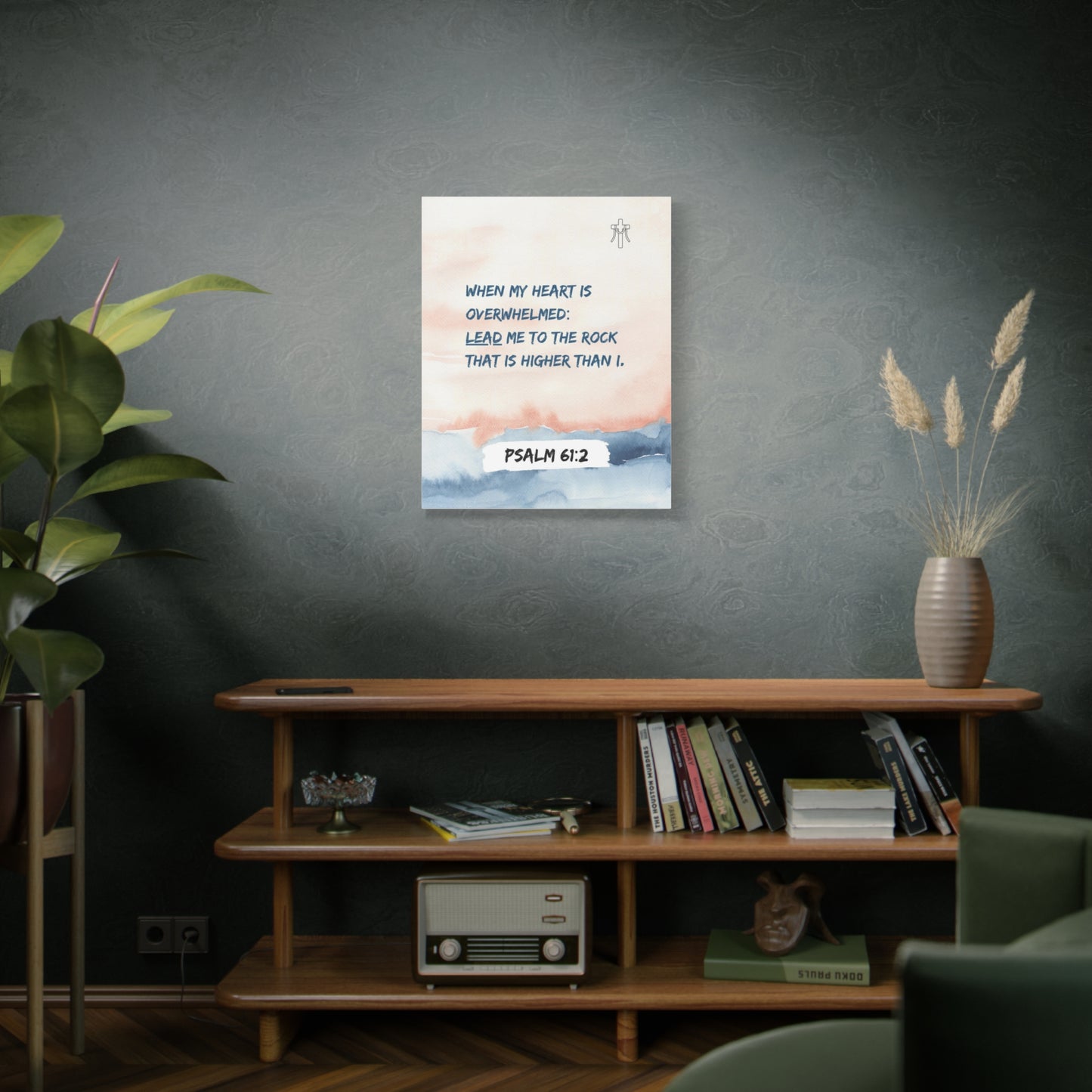 Scripture Walls Psalm 61:2 Lead Me to the Rock Bible Verse Canvas Christian Wall Art Ready to Hang Unframed