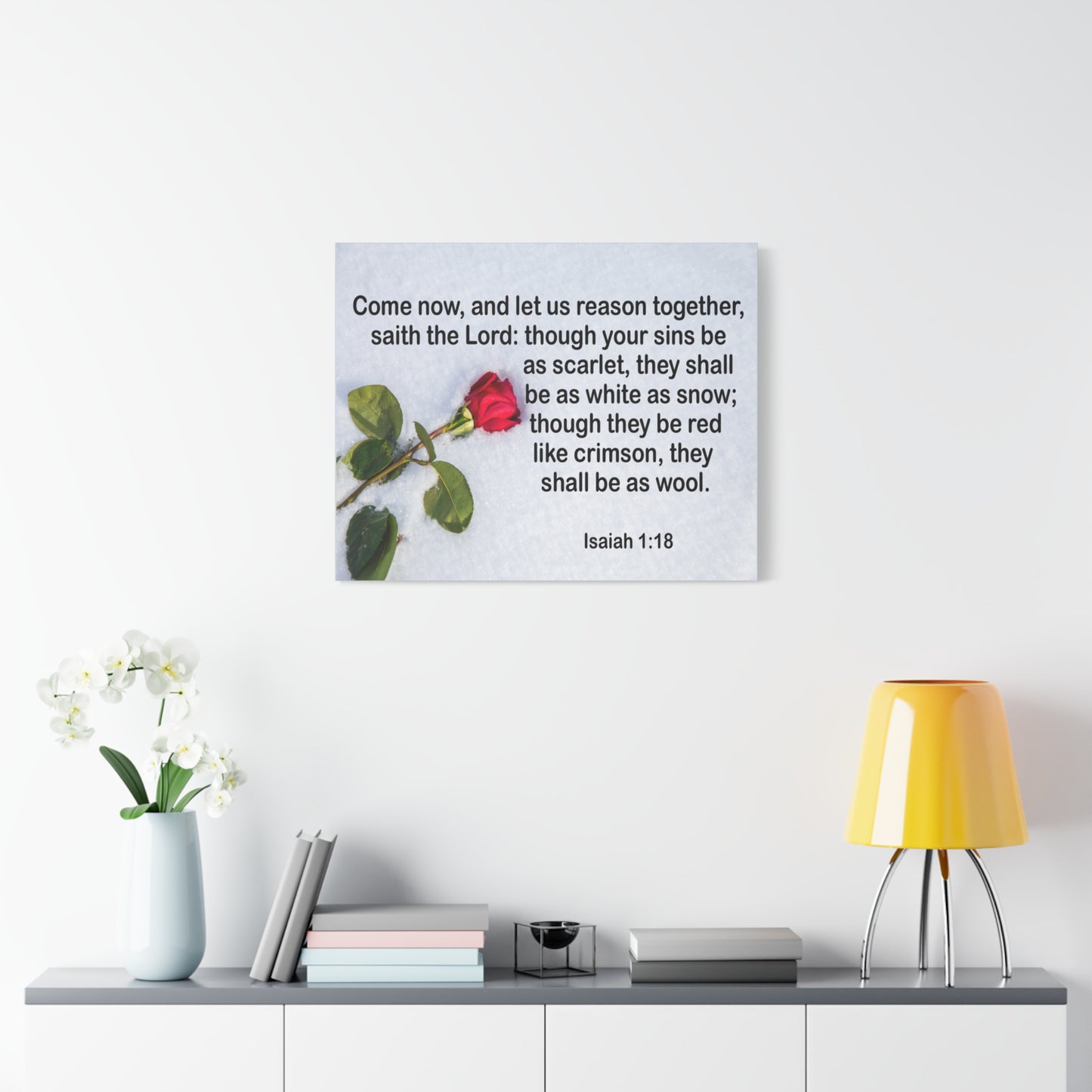 Bible Verse Canvas Come Now Isaiah 1:18 Christian Home Décor Wall Art Scripture Ready to Hang Faith Print