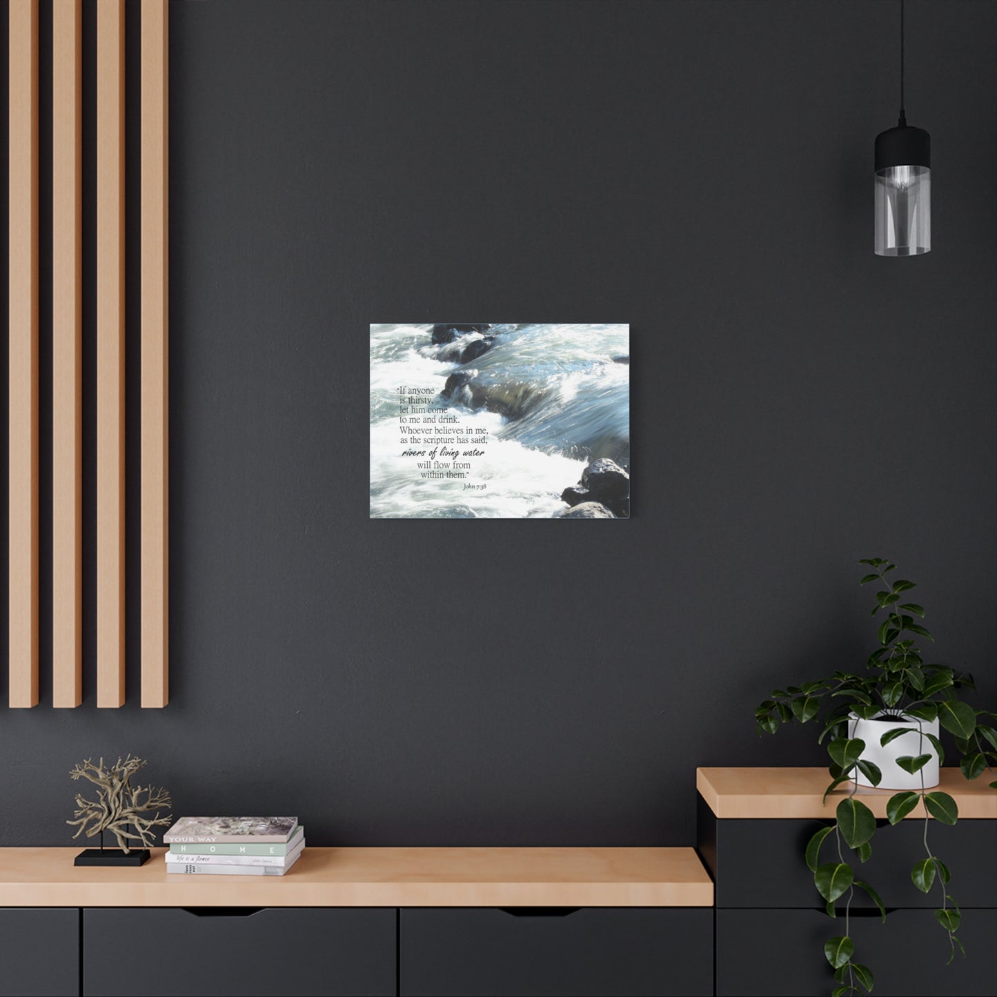 Scripture Canvas Rivers Of Living Water John 7:38 Christian Wall Art Bible Verse Print Ready to Hang