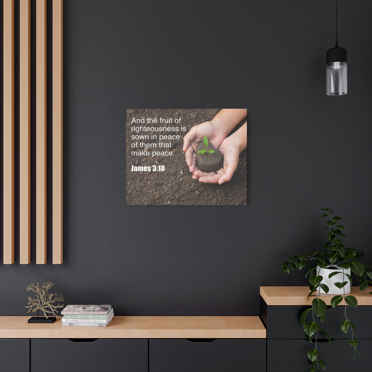 Scripture Canvas Fruit of Righteousness James 3:18 Christian Wall Art Bible Verse Print Ready to Hang