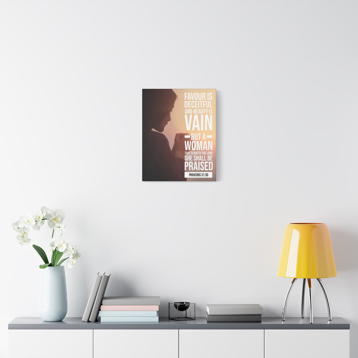Scripture Canvas Favour is Deceitful Proverbs 31:30 Christian Wall Art Bible Verse Print Ready to Hang