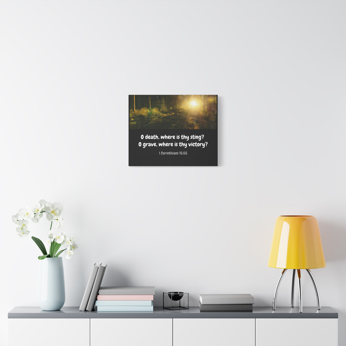 Scripture Canvas Victory Over Death 1 Corinthians 15:55 Christian Wall Art Bible Verse Print Ready to Hang