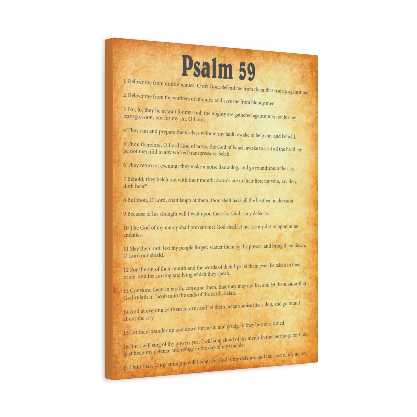 Scripture Walls Psalm 59 Gold Bible Chapter Canvas Christian Wall Art Ready to Hang