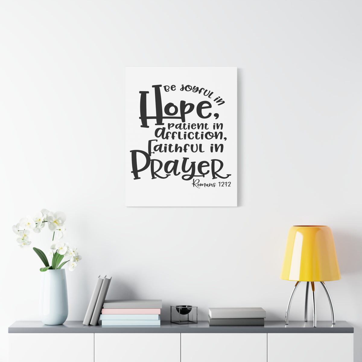 Scripture Canvas Faithful In Prayer Romans 12:12 Christian Wall Art Bible Verse Print Ready to Hang
