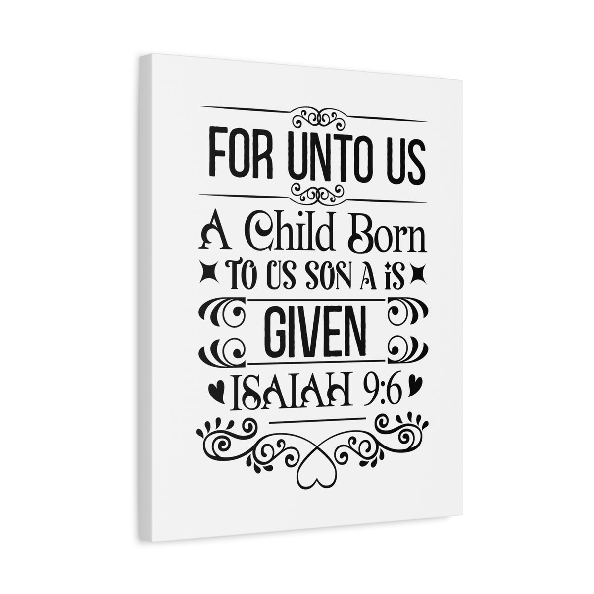 Scripture Walls For Unto Us Isaiah 9:6 Bible Verse Canvas Christian Wall Art Ready to Hang Unframed