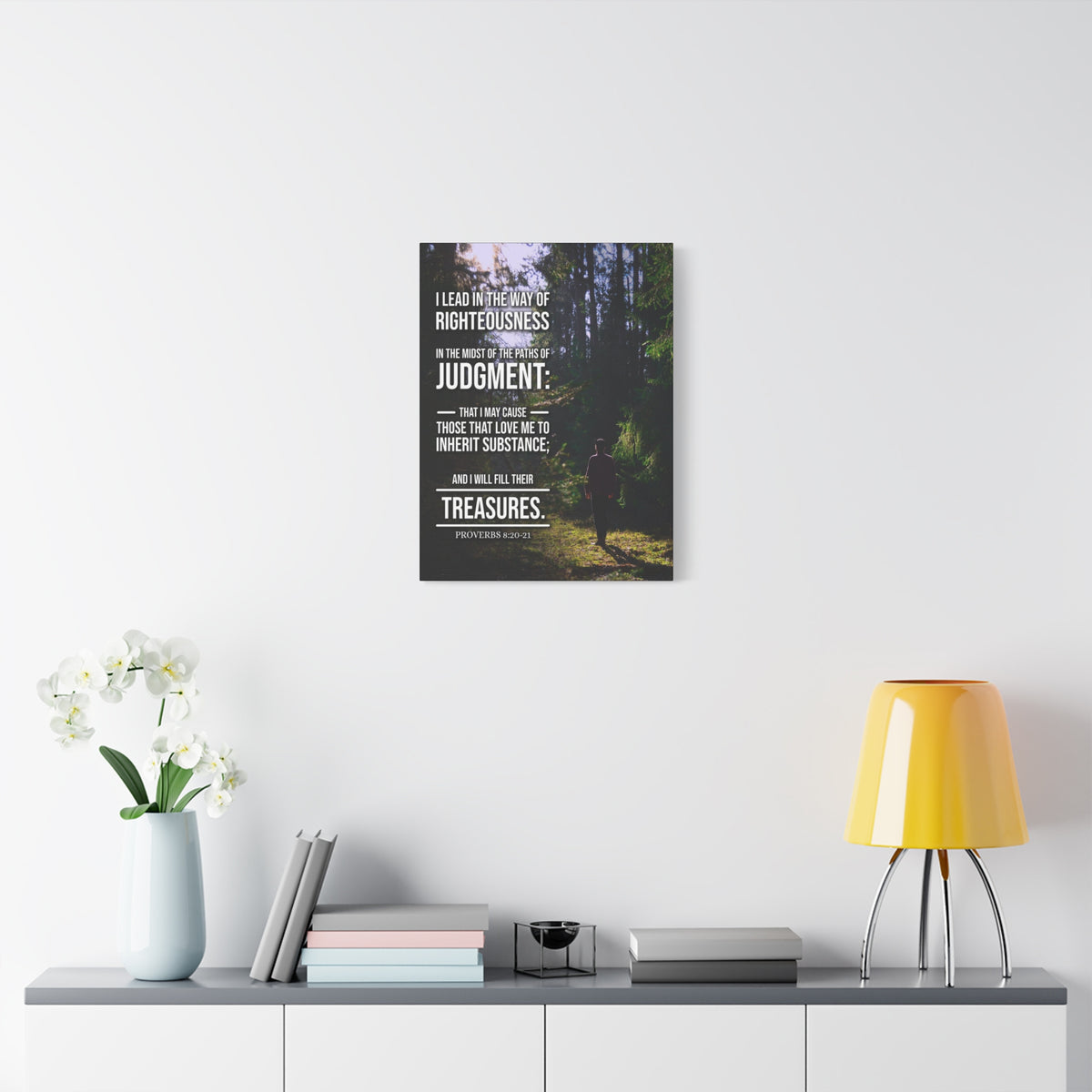 Scripture Canvas Paths of Judgment Proverbs 8:20‭-‬2 Christian Wall Art Bible Verse Print Ready to Hang