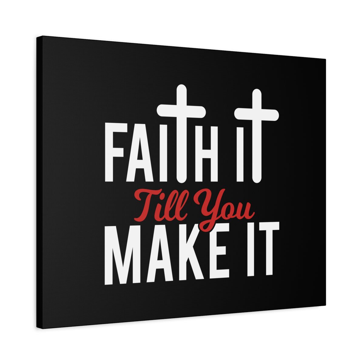 Scripture Canvas Faith It Till You Make It Hebrews 11:1 Red Christian Wall Art Bible Verse Print Ready to Hang