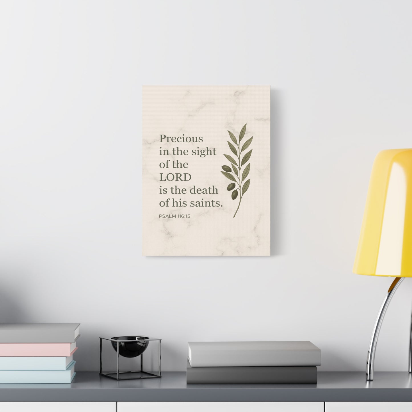 Scripture Canvas Precious in the Sight of the Lord Psalm 116:15 Christian Wall Art Bible Verse Print Ready to Hang