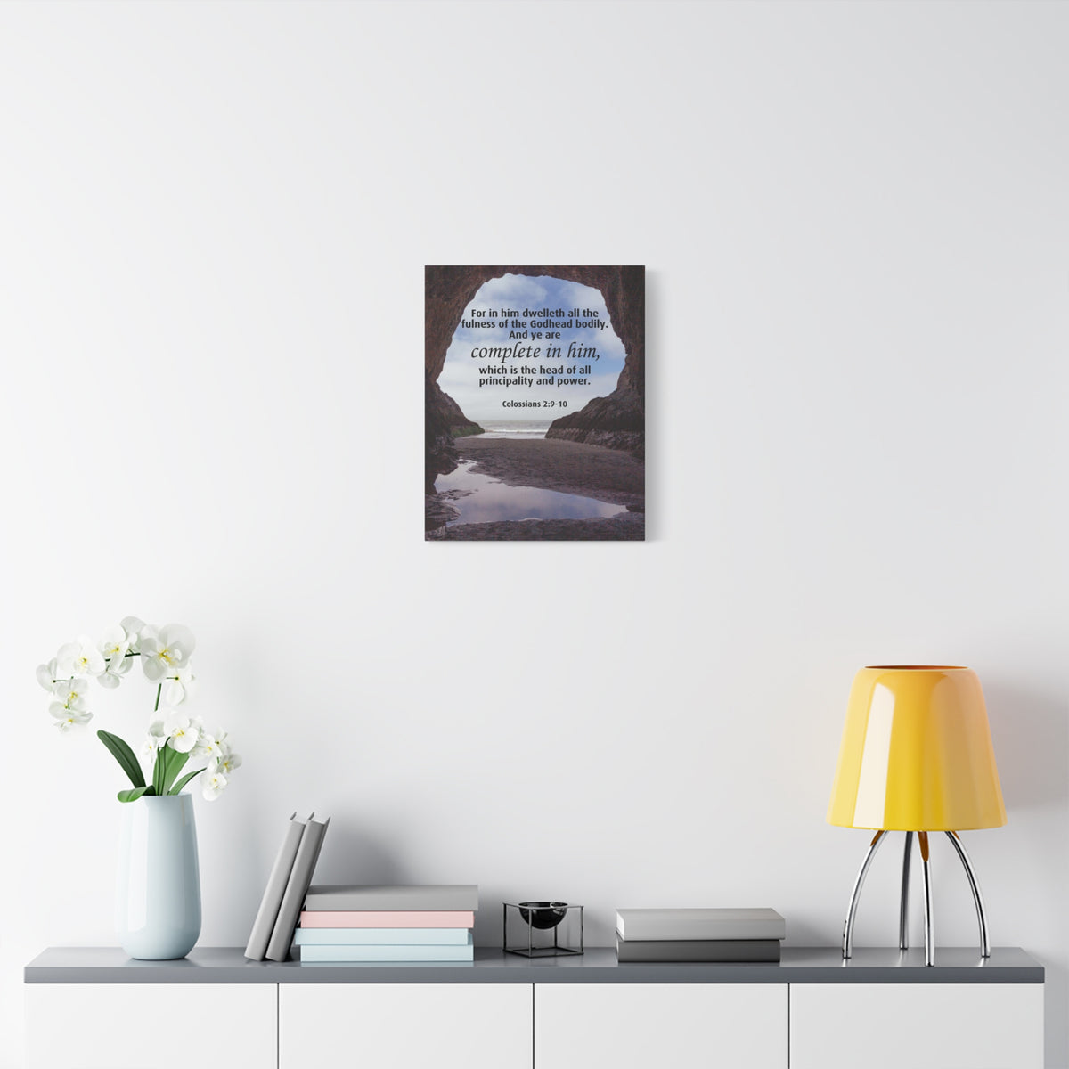 Scripture Canvas Principality and Power Colossians 2:9-10 Christian Wall Art Bible Verse Print Ready to Hang
