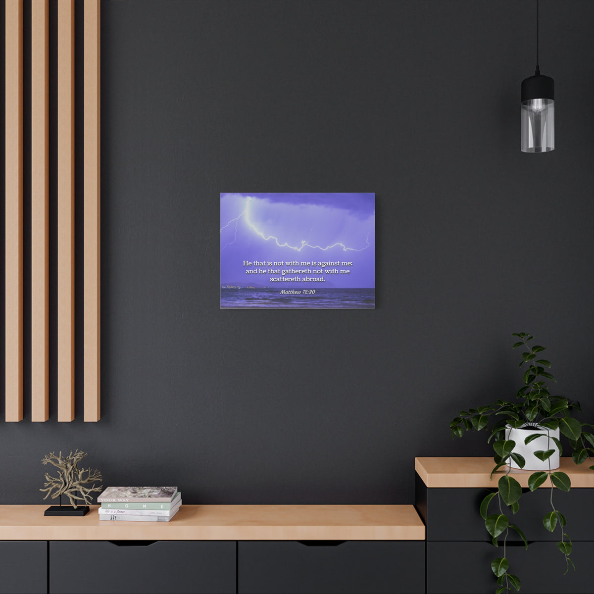 Scripture Canvas With Christ Matthew 12:30 Christian Wall Art Bible Verse Print Ready to Hang