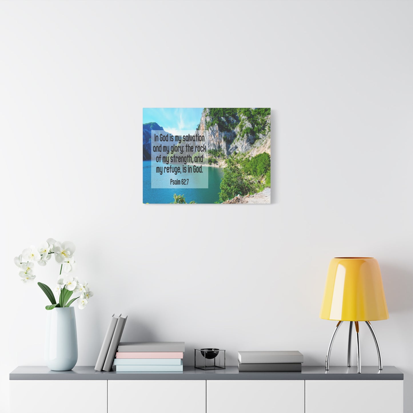 Scripture Canvas In God is My Salvation Psalm 62:7 Christian Wall Art Bible Verse Print Ready to Hang