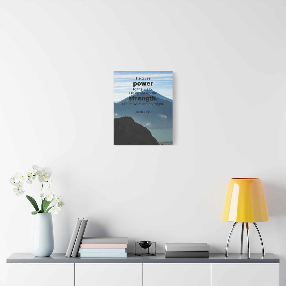 Scripture Canvas Power to the Weak Isaiah 40:29 Christian Wall Art Bible Verse Print Ready to Hang