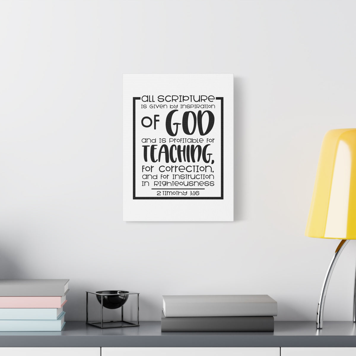 Scripture Canvas Teaching 2 Timothy 3:16 Christian Wall Art Bible Verse Print Ready to Hang