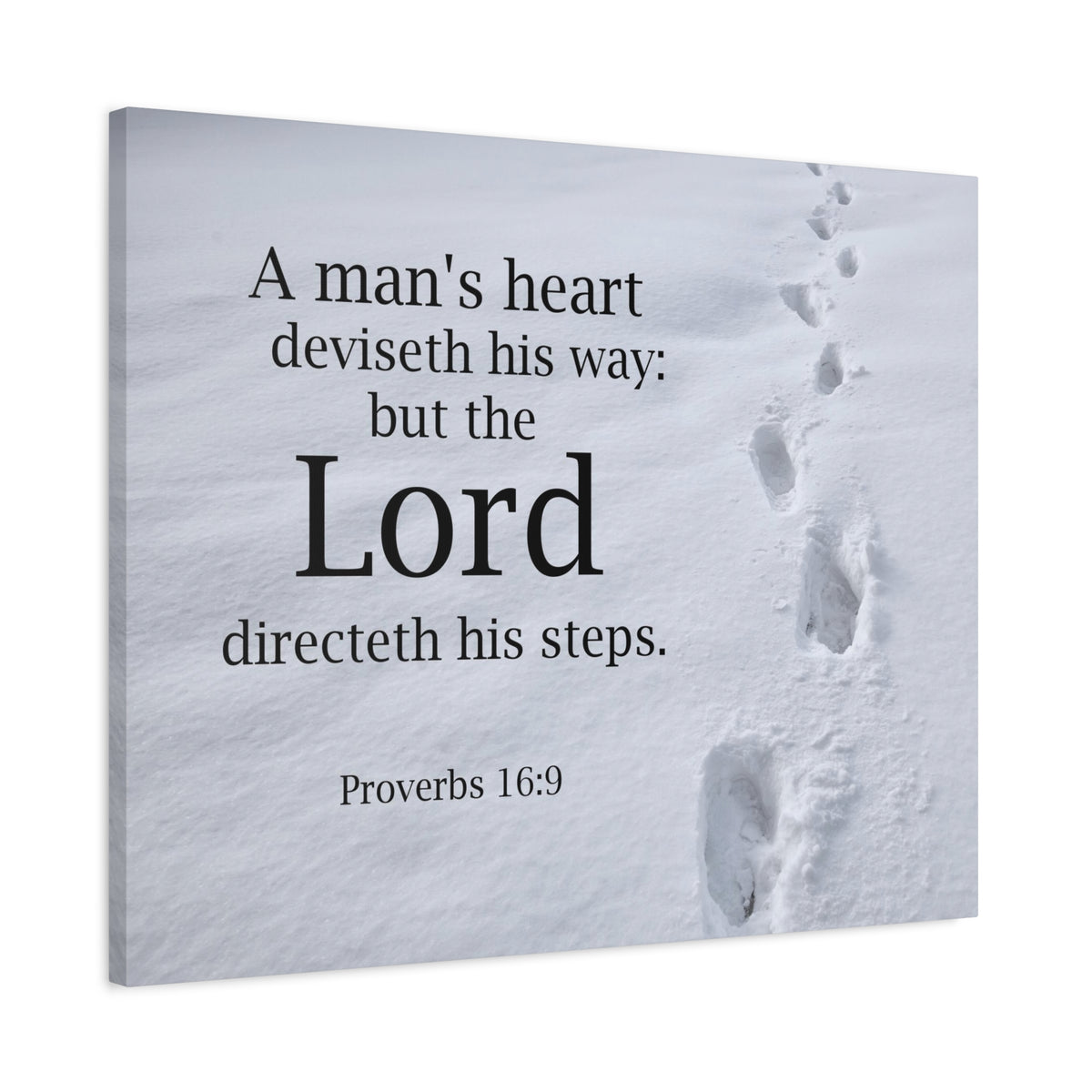 Scripture Canvas The Lord Directeth Steps Proverbs 16:9 Christian Wall Art Bible Verse Print Ready to Hang