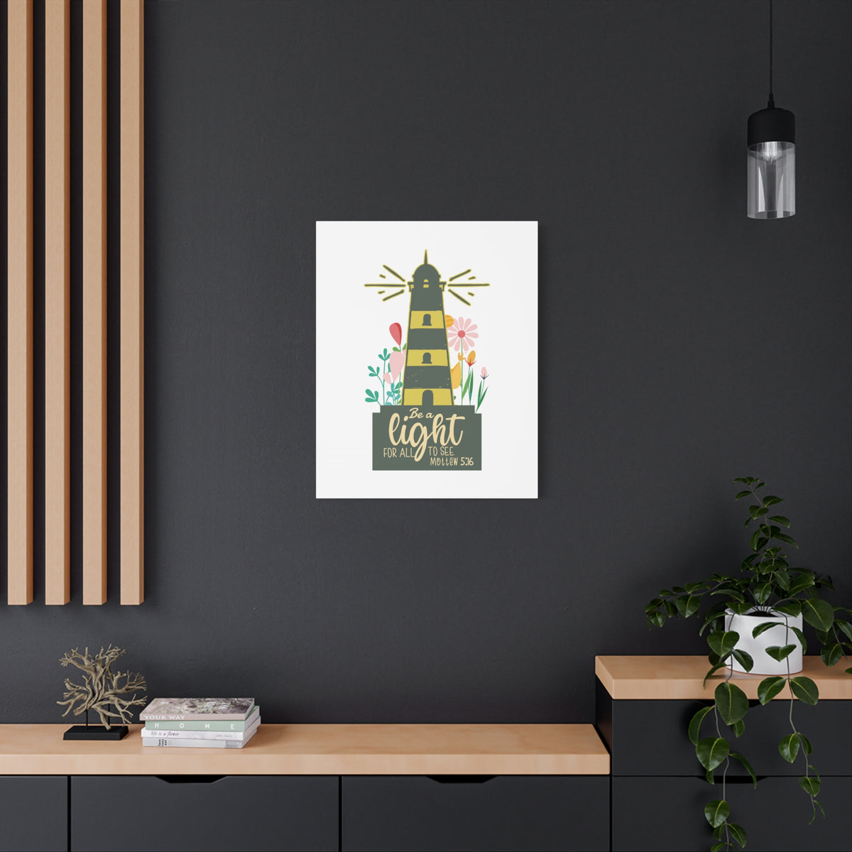 Scripture Canvas Be A Light Matthew 5:16 Christian Wall Art Bible Verse Print Ready to Hang