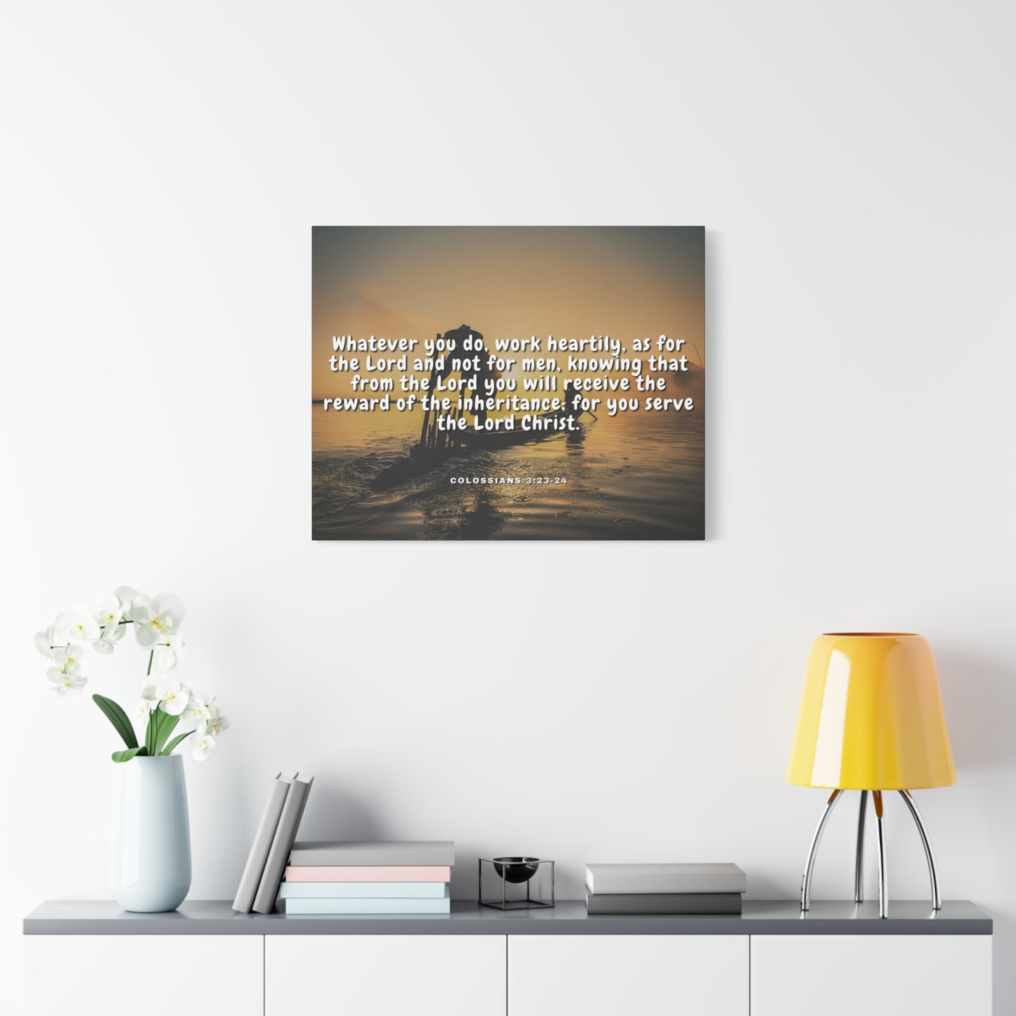 Scripture Canvas Working For God Colossians 3:23-24 Christian Wall Art Bible Verse Print Ready to Hang