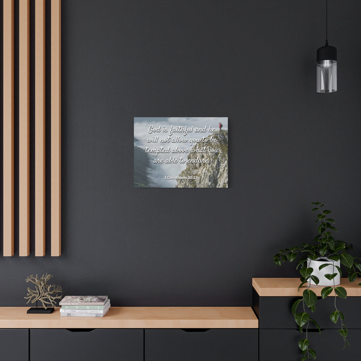Scripture Canvas God Is Faithful 1 Corinthians 10:13 Christian Wall Art Bible Verse Print Ready to Hang