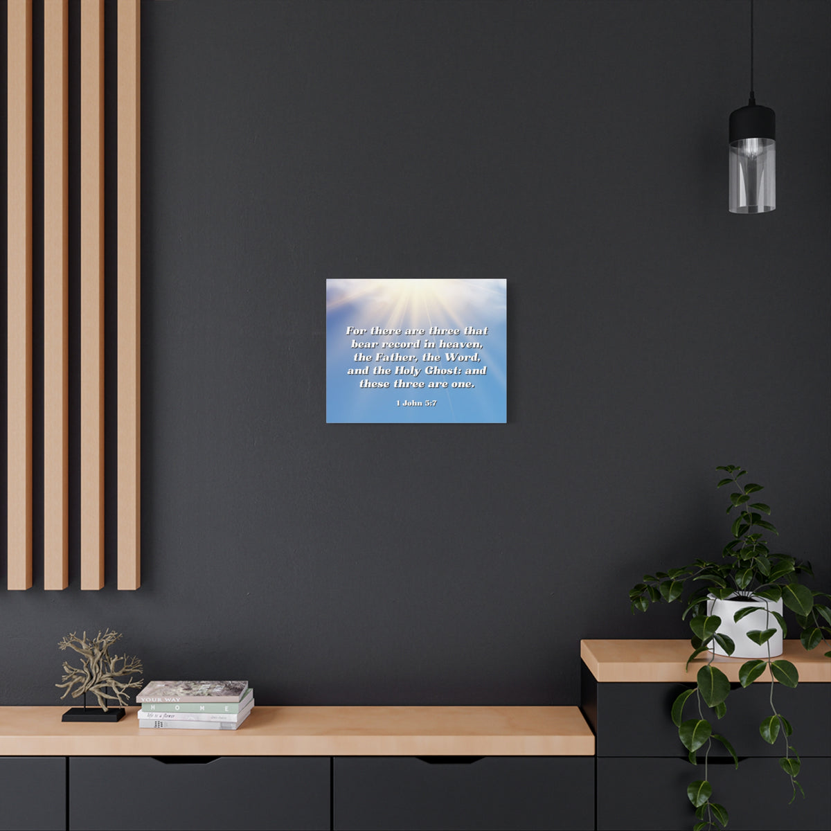 Scripture Canvas Three Are One 1 John 5:7 Christian Wall Art Bible Verse Print Ready to Hang
