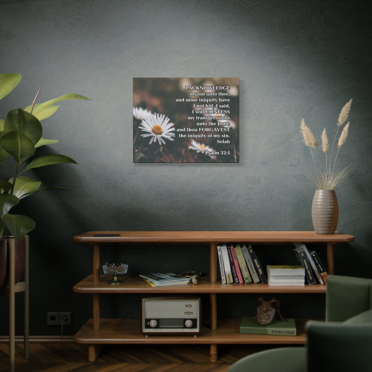 Bible Verse Canvas Acknowledge and Confess Unto the Lord Psalm 32:5 Wall Art Christian Home Decor