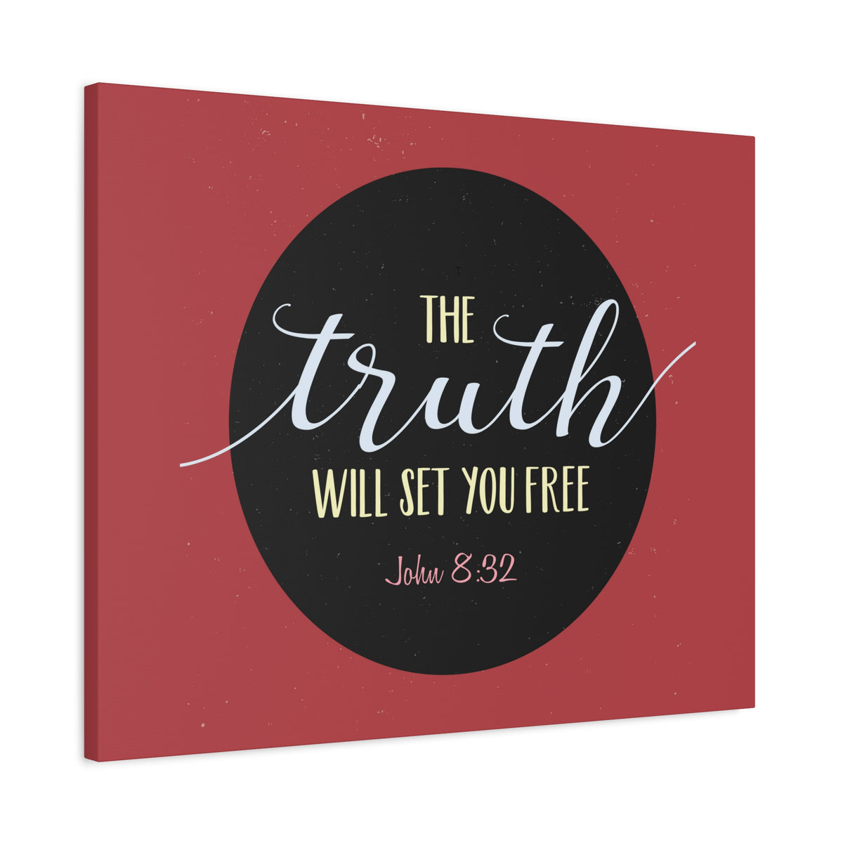 Scripture Canvas The Truth Red John 8:32 Christian Wall Art Bible Verse Print Ready to Hang