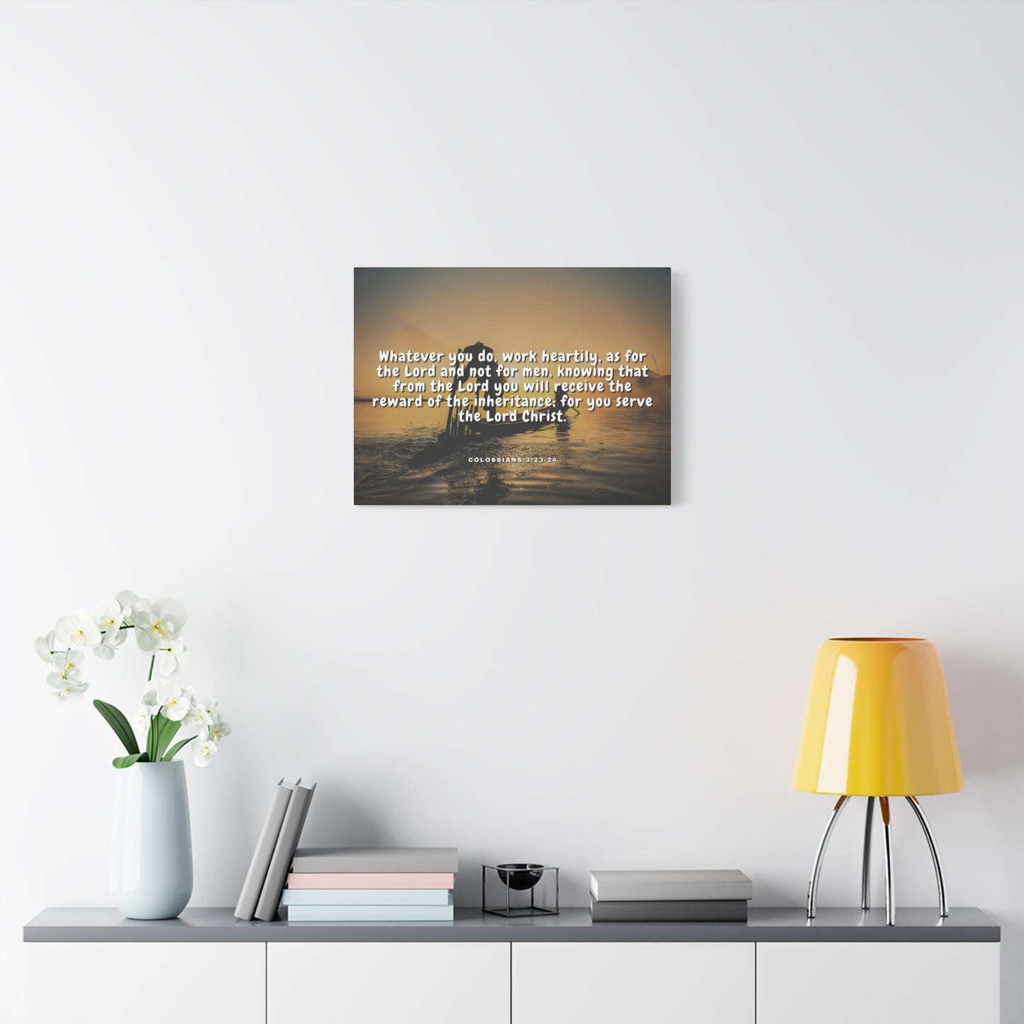Scripture Canvas Working For God Colossians 3:23-24 Christian Wall Art Bible Verse Print Ready to Hang