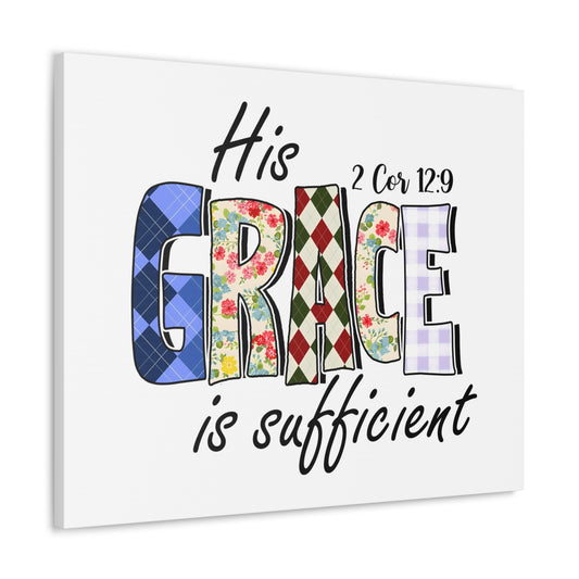 Scripture Walls 2 Corinthians 12:9 His Grace is Sufficient Bible Verse Canvas Christian Wall Art Ready to Hang Unframed-Express Your Love Gifts