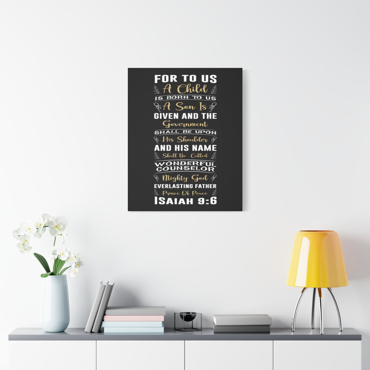 Scripture Canvas Wonderful Isaiah 9:6 Christian Wall Art Bible Verse Print Ready to Hang